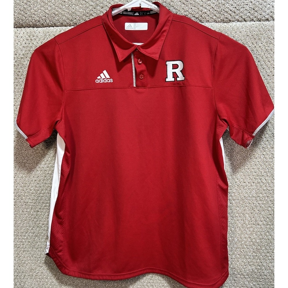 Rutgers Scarlett Knights Adidas Short Sleeve Polo‎ Shirt Red Men's Size Large